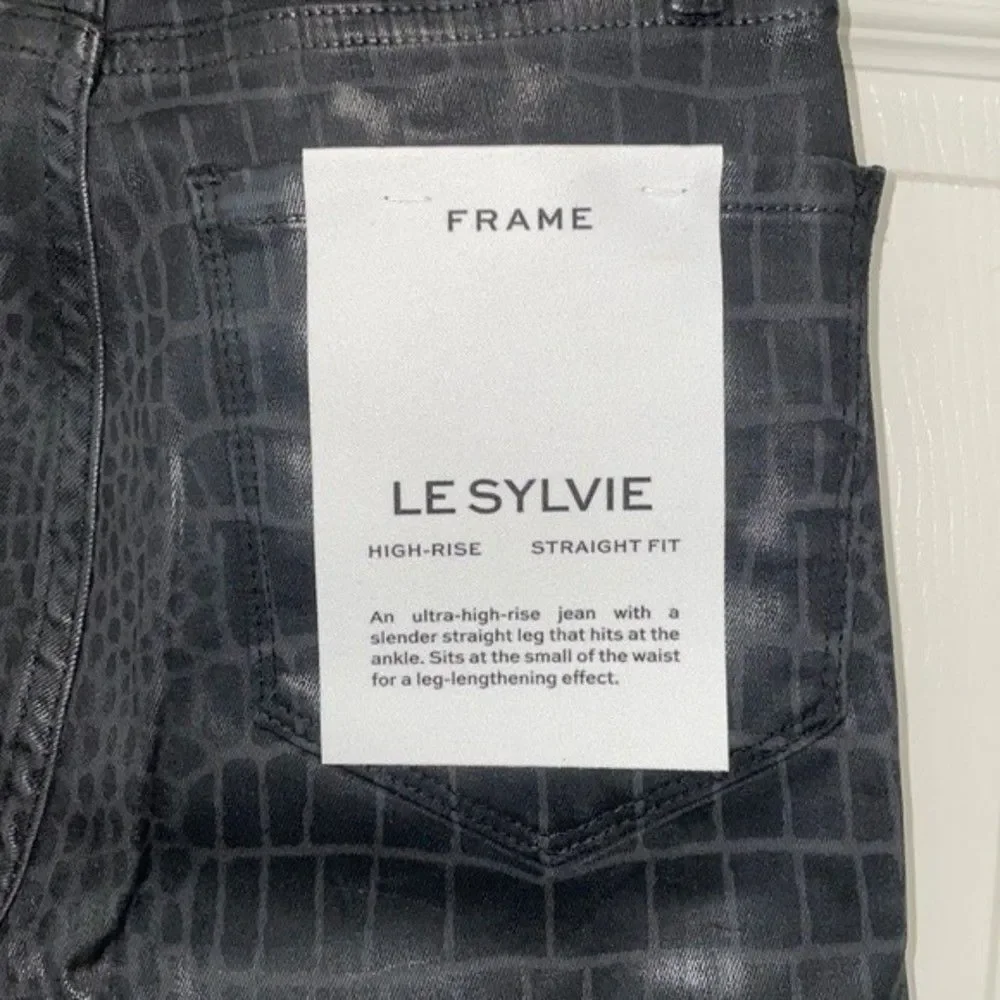 FRAME Womens Size 24 Black Le Sylvie Coated Ankle Straight Leg Jeans - Picture 9 of 9